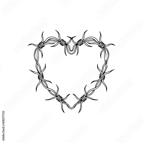 heart shaped barbed wire vector illustration