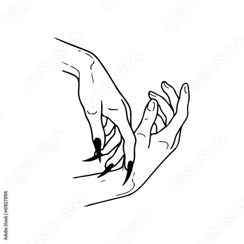 vector illustration of long fingernails hand