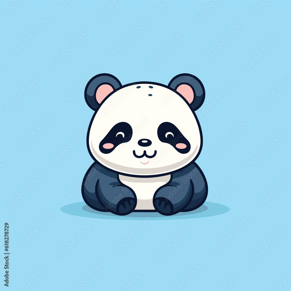 Naklejka premium Cute panda mascot, sleeping lazy panda, vector art, panda logo