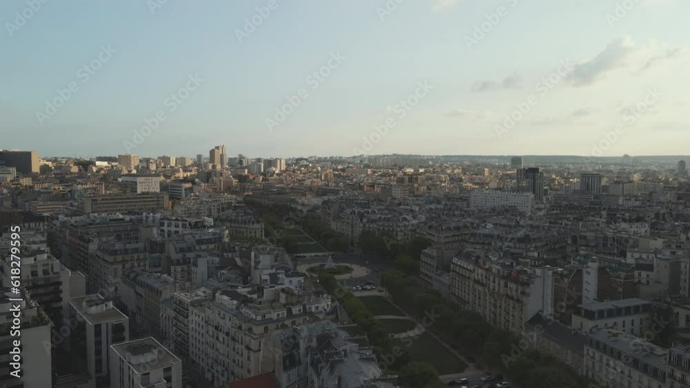 Flying away from Hotel des Invalides in Paris revealing its long esplanade Flying away from Hotel des Invalides in Paris revealing its long esplanade
