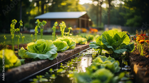 Backyard vegetables. Environmentally conscious garden. Generative AI photo