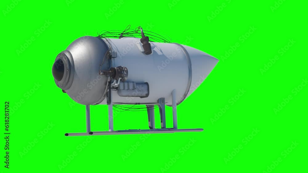 model submarine bathyscaphe concept of a swimming vehicle by type on a sunken boat Titan rotates 3d render