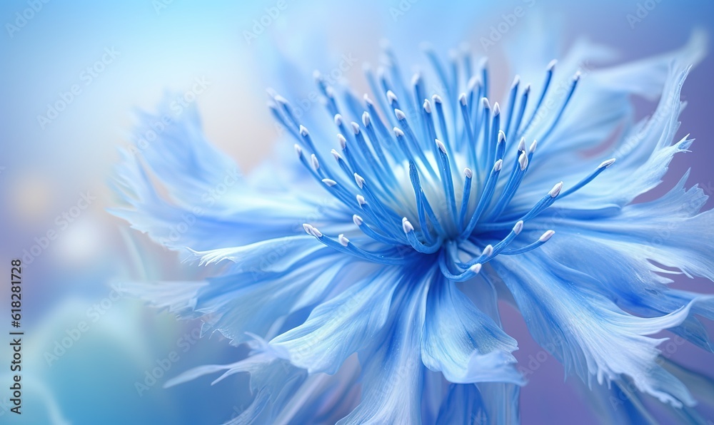 Obraz premium a blue flower with a blurry background is shown in this image. generative ai