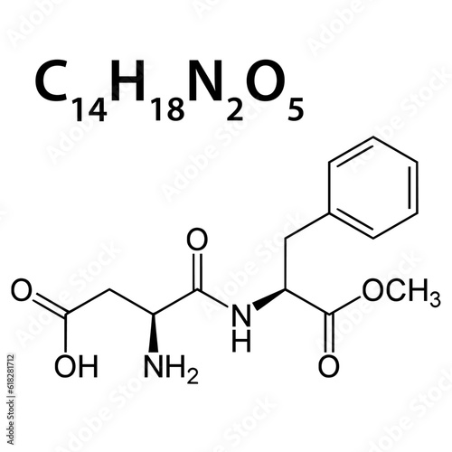Chemical structure of aspartame molecule photo