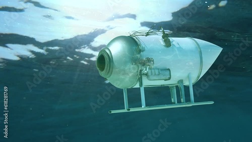 Wallpaper Mural model submarine bathyscaphe concept of a swimming vehicle by type on a sunken boat Titan rotates 3d render Torontodigital.ca