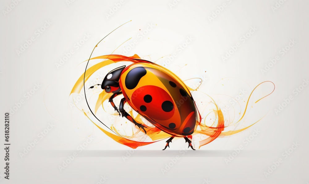 Fototapeta premium a ladybug with red and black spots on its body. generative ai