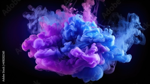 Smoke cloud pink purple and blue abstract dark background. AI Generated 