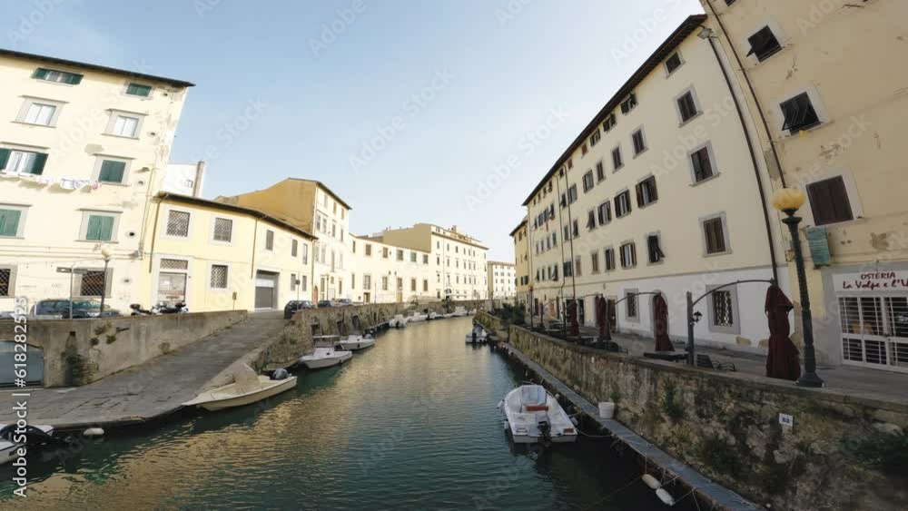 Waterway in the middle of the buildings. Waterway in the middle of the buildings.