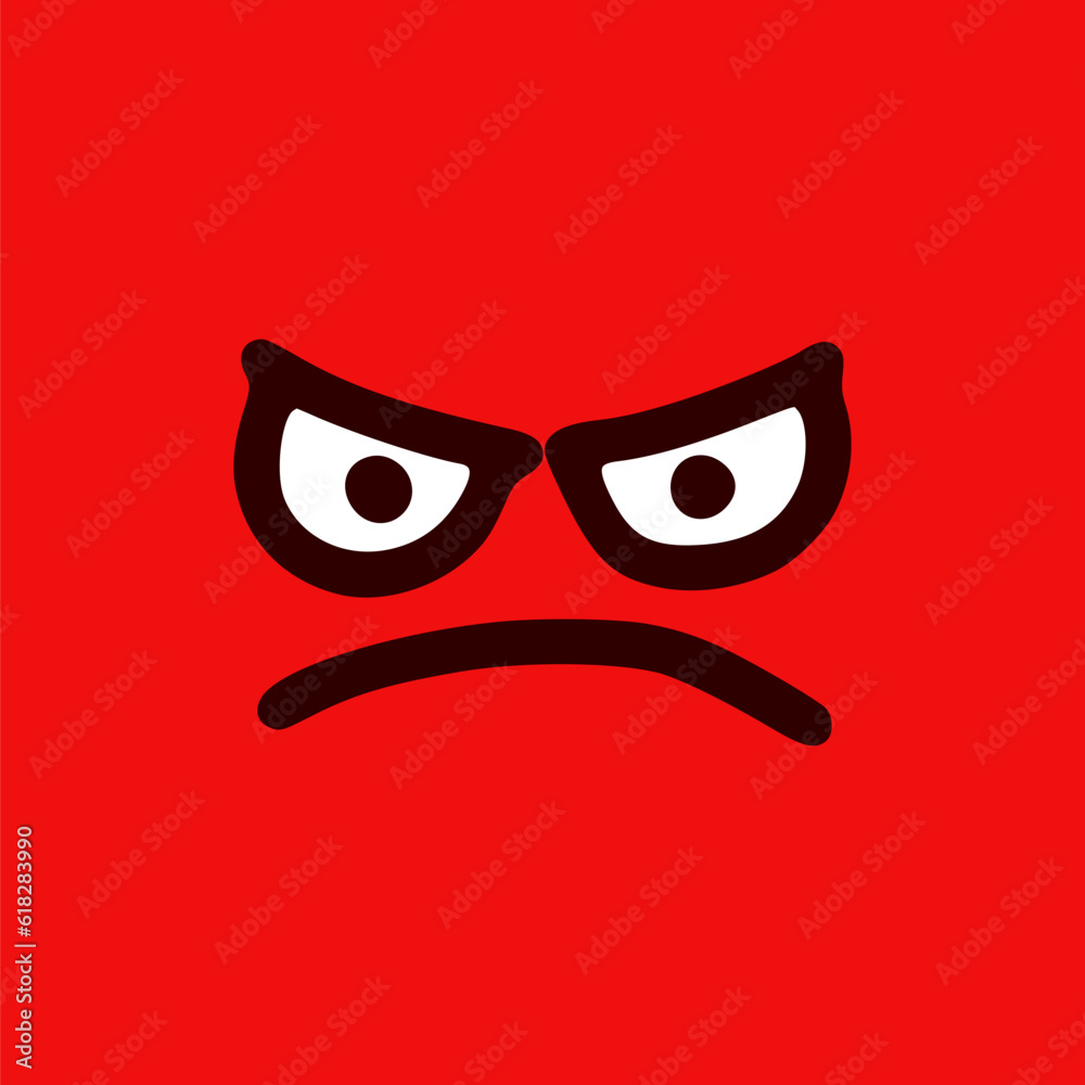 Evil emoticon in doodle style. Cartoon face expressions isolated on red background Evil emoticon in doodle style. Cartoon face expressions isolated on red background
