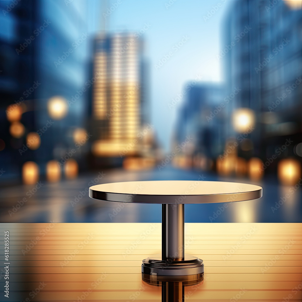 Table Top And Blur Building Of The Background Table Top And Blur Building Of The Background