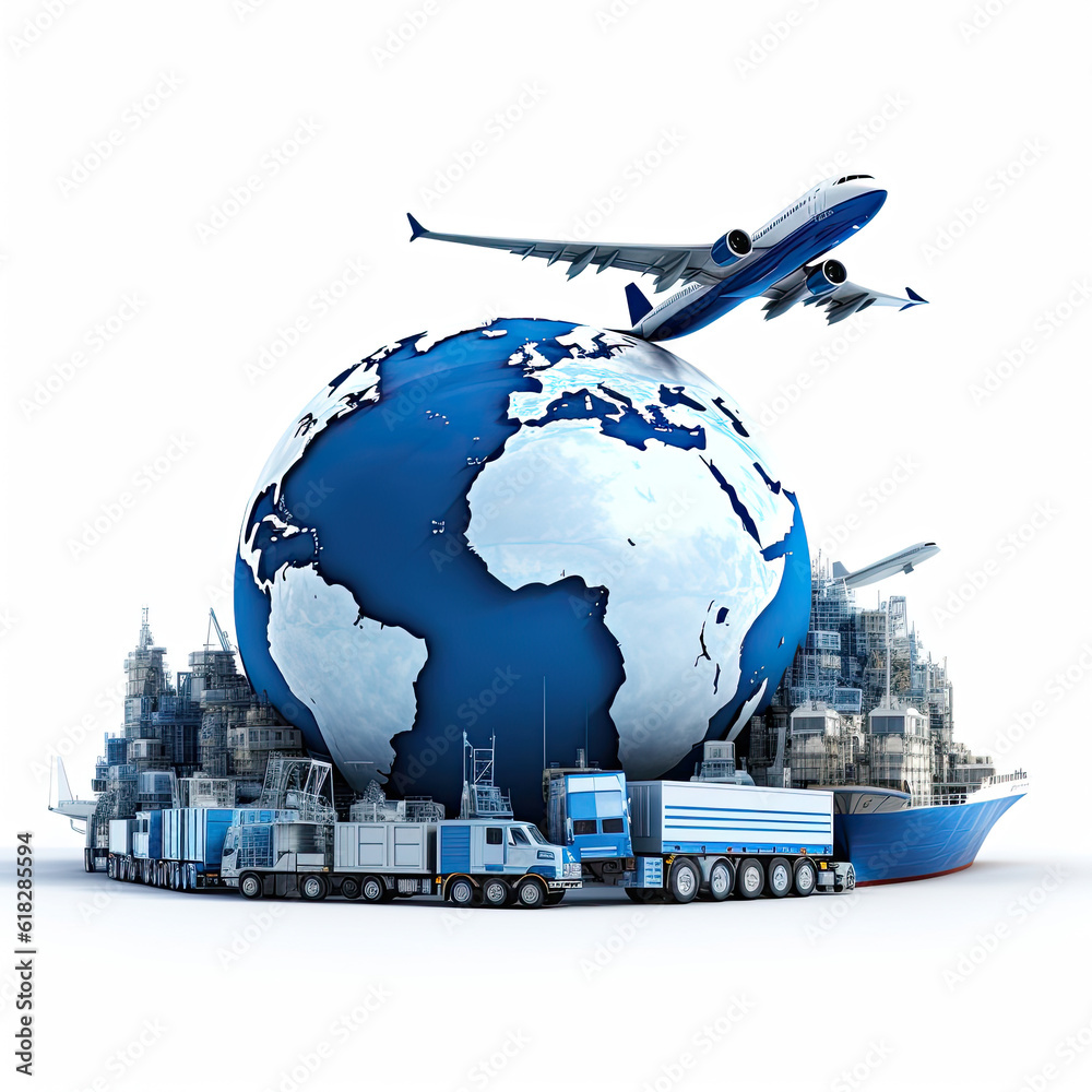 Fototapeta premium Global business logistics import export background and container cargo freight ship transport concept