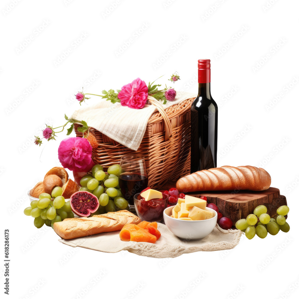 picnic still life isolated on a transparent background, generative ai picnic still life isolated on a transparent background, generative ai