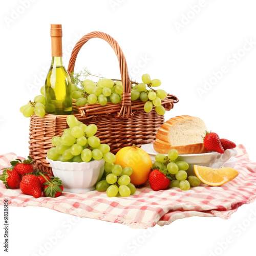 picnic still life isolated on a transparent background, generative ai