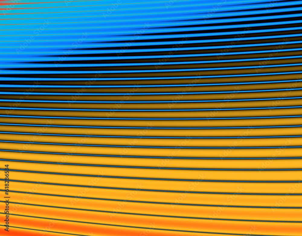 Fototapeta premium Abstract linear background with curved effect, blue yellow gradient, for creative digital texture for websites, interior design, business cards, banners, posters, mobile apps