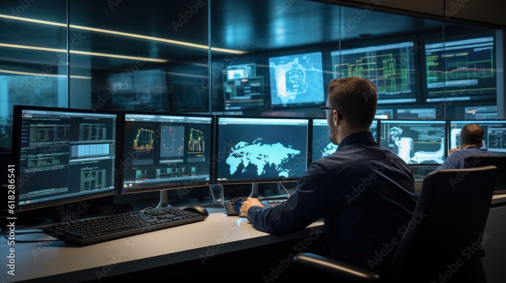 Network operations center ( NOC) with technicians monitoring network traffic, troubleshooting issues, and ensuring network performance Network operations center ( NOC) with technicians monitoring network traffic, troubleshooting issues, and ensuring network performance