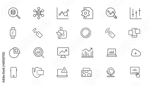 Office and Business Flat Line Icon set vector