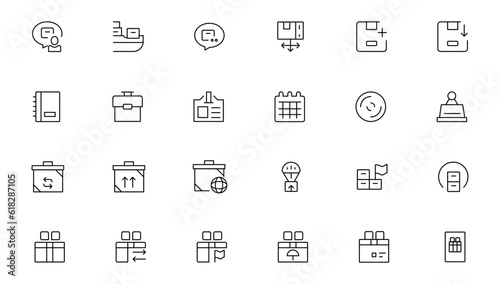 Office and Business Flat Line Icon set vector