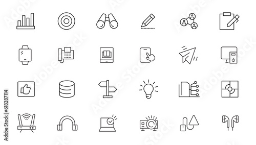 Office and Business Flat Line Icon set vector