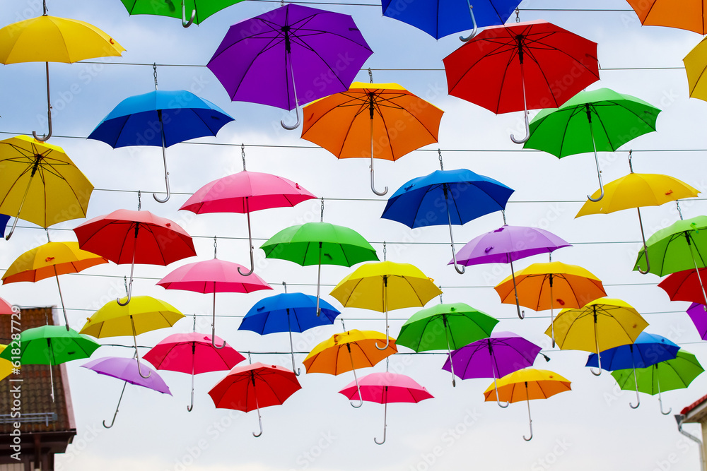 colorful umbrellas isolated on white