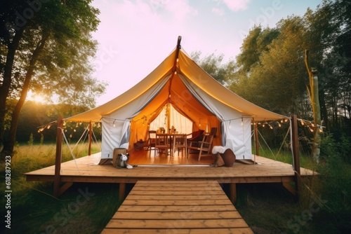 luxury retail glamping tent mind training camping AI Generated photo