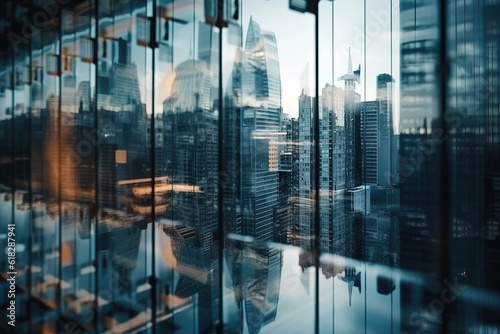 Background of future urban and corporate architecture. Generative AI
