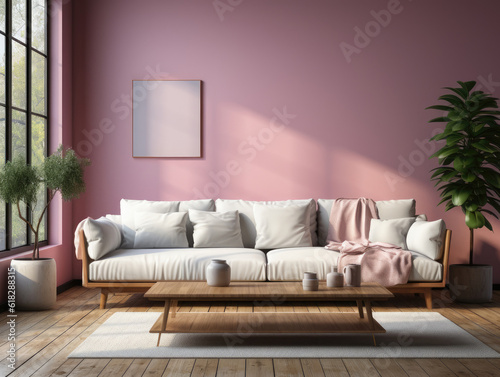 Modern interior natural pastel colors room background  Mockups Design 3D  High-quality Mockups  Generative Ai