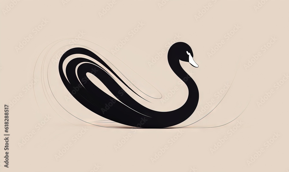 Fototapeta premium a black swan with a long tail and a white beak. generative ai