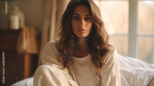 young adult woman, thoughtf...