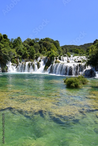 Skradinski Buk waterfall  Croatia  tourist attraction  water cascades 