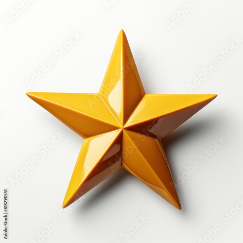 Yellow volumetric star on a white background  3D. AI generative.