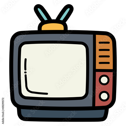 television filled outline icon style