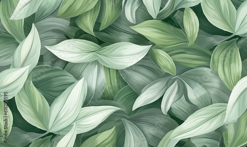  a close up of a green leafy pattern on a white background.  generative ai