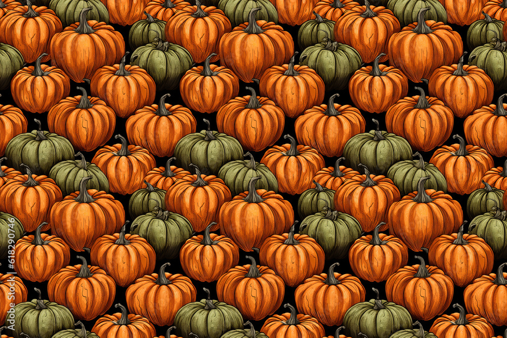 Pumpkins repetitive pattern, seamless pumpkin tile. Background builder for Halloween. Cute illustration for harvest celebration backdrop Pumpkins repetitive pattern, seamless pumpkin tile. Background builder for Halloween. Cute illustration for harvest celebration backdrop