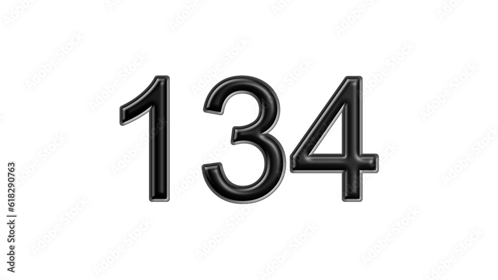 134 black lettering white background year number