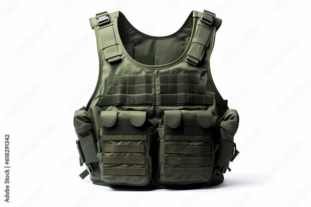 A bulletproof vest isolated on a white background A bulletproof vest isolated on a white background