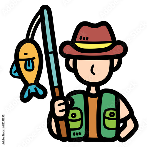 fisherman filled outline icon style