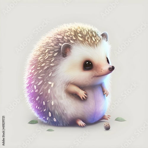 kartun hedgehog putih lucu dengan duri cerah berwarna warni pastel transparent background 