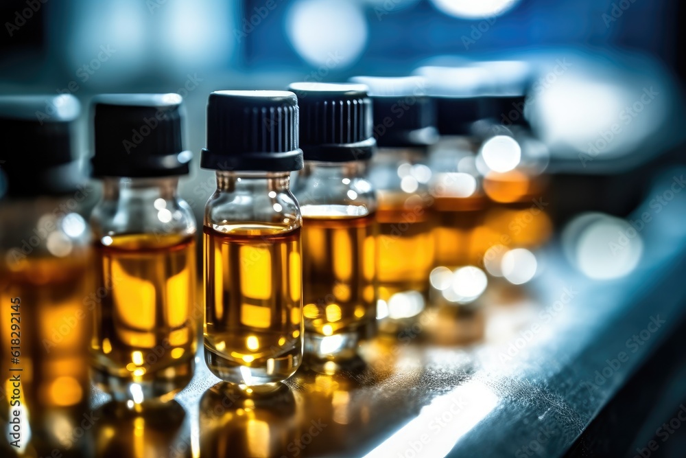 Medical vials Manufacturing on medicine production line AI Generated Medical vials Manufacturing on medicine production line AI Generated