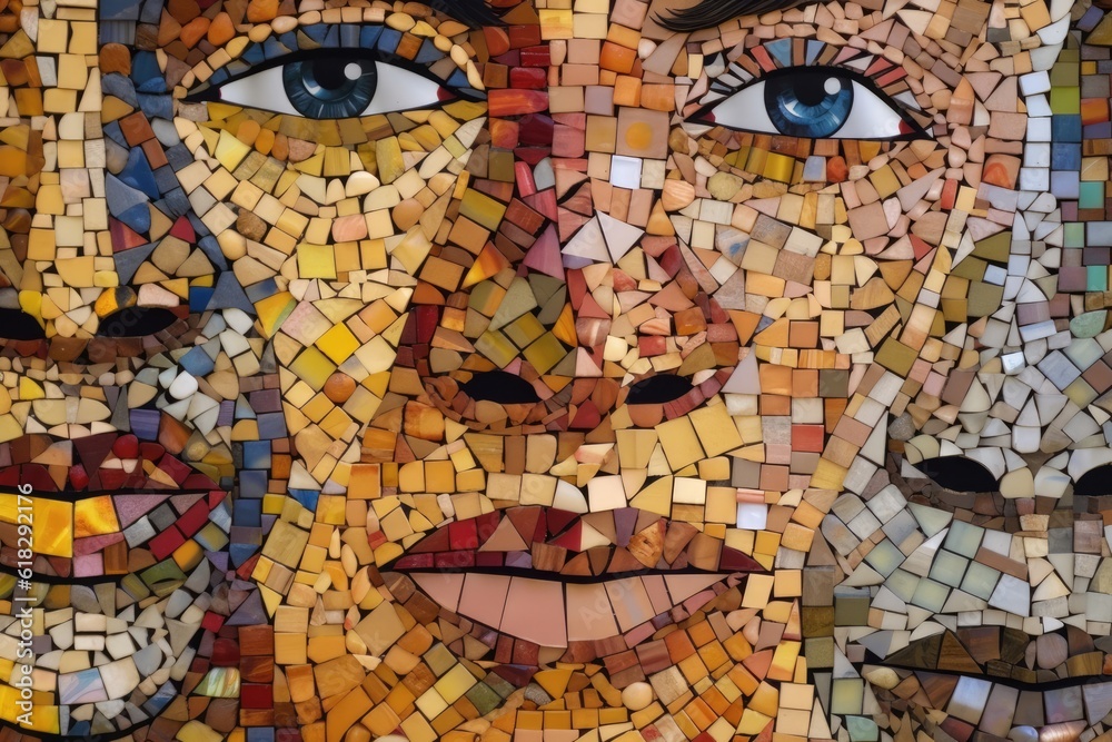 Fototapeta premium A collage of faces from diverse backgrounds. Generative AI