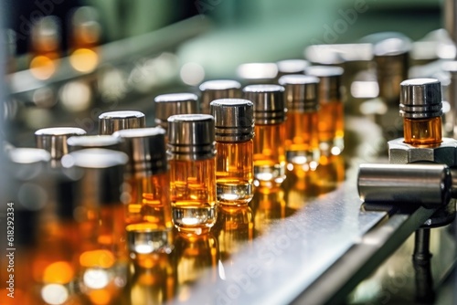Medical vials Manufacturing on medicine production line AI Generated