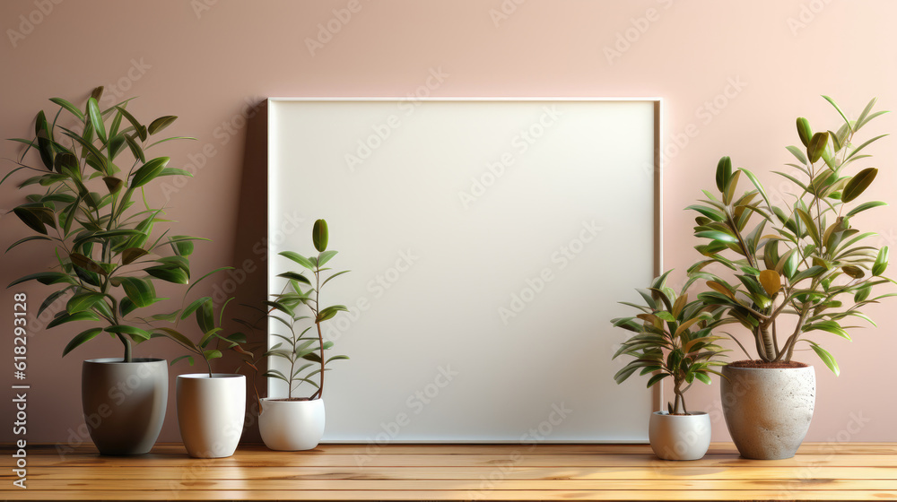 Wall Mockup Natural Colors , Mockups Design 3D, High-quality Mockups, Generative Ai