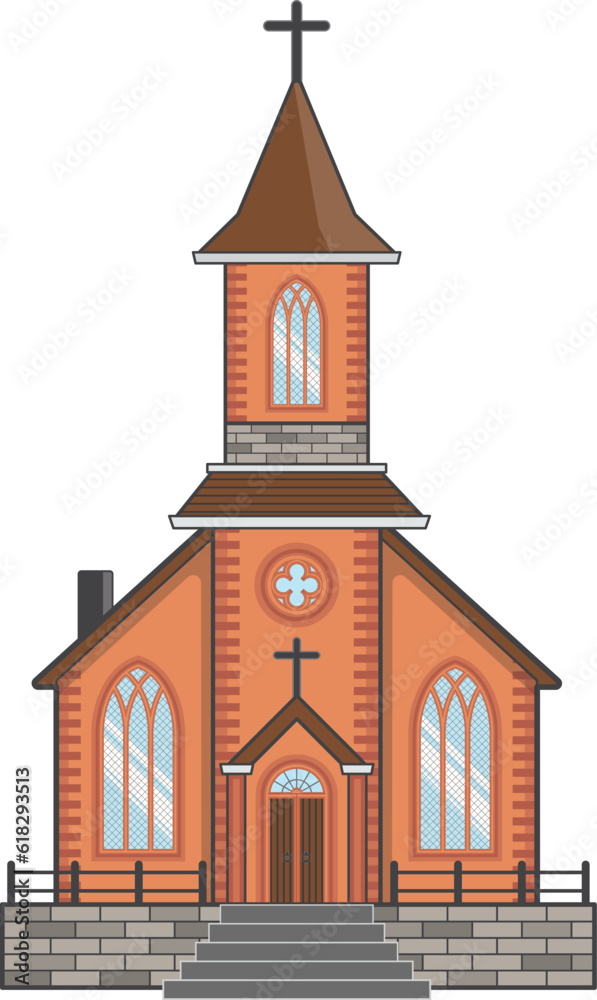 Church icon. Vector illustration for religion architecture design on isolated background. Flat cartoon illustration. 