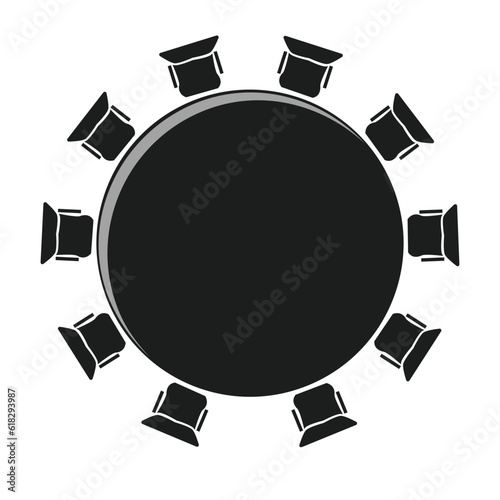 Table and chairs from top view.