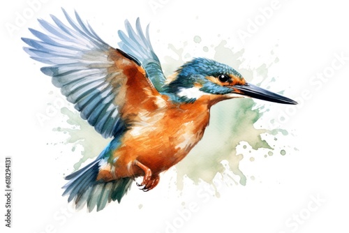 kingfisher on a branch. oil painting. Generative AI © ayselucar