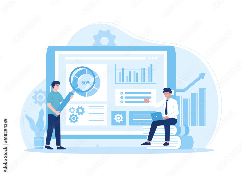 A man presenting growth charts trending concept flat illustration A man presenting growth charts trending concept flat illustration