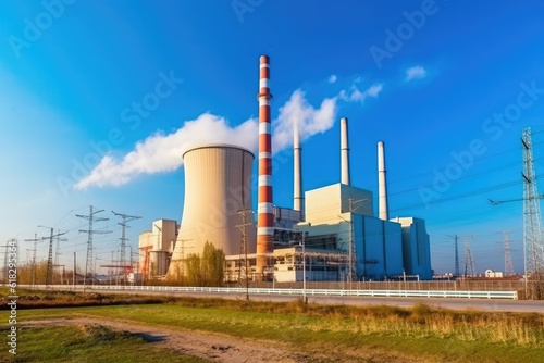 Power Plant High Voltage Turbin AI Generated photo