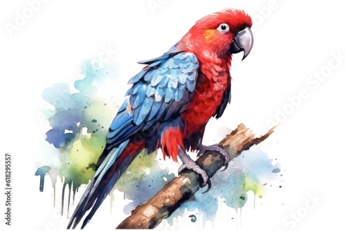 Colourful parrot and stunning forest. oil painting, tshirt, sublimation printing. Watercolour Paint. Generative AI