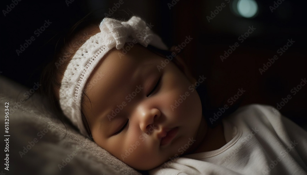 New life, serene baby sleeping in blanket generated by AI New life, serene baby sleeping in blanket generated by AI