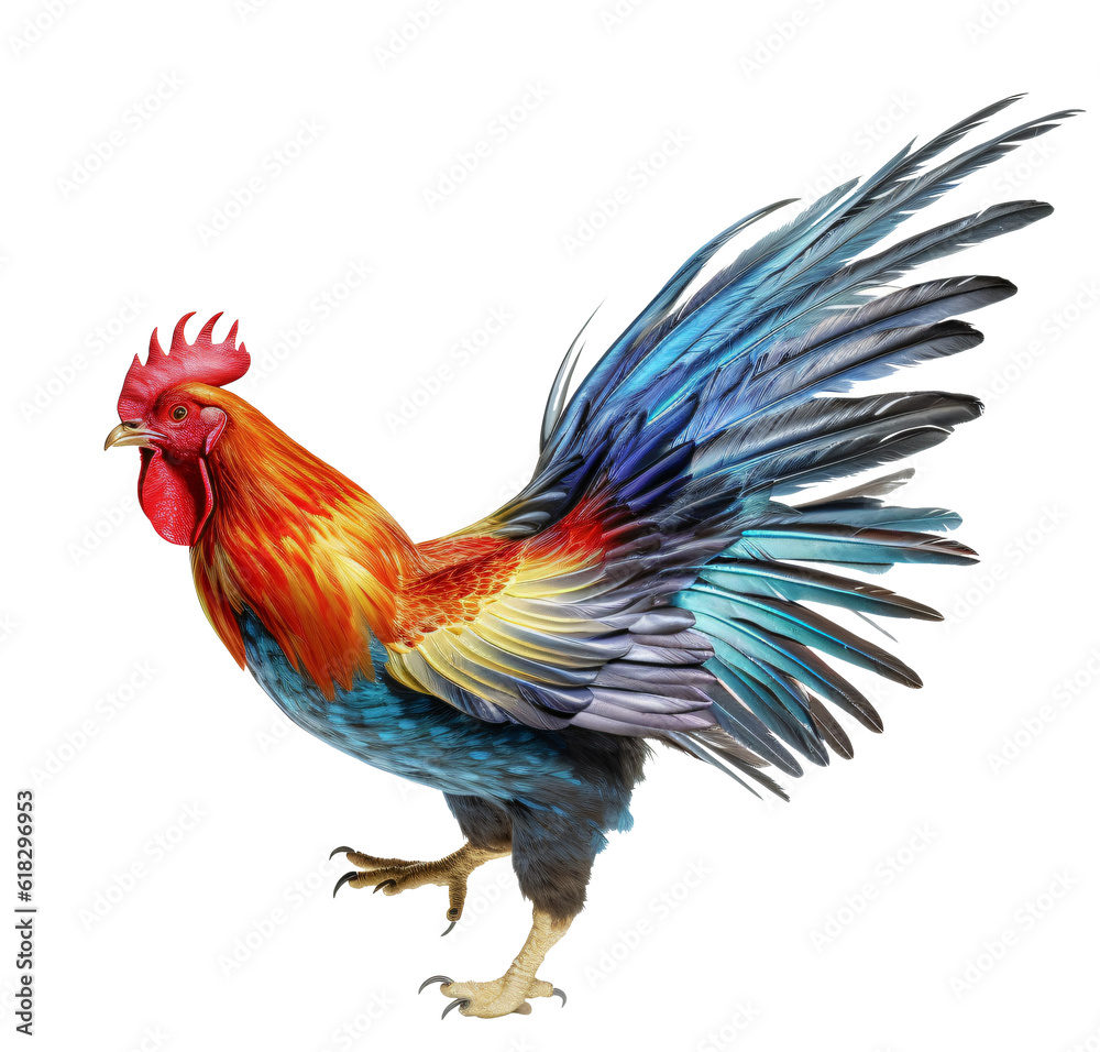 Rooster isolated on the transparent background PNG.  AI generative.	
