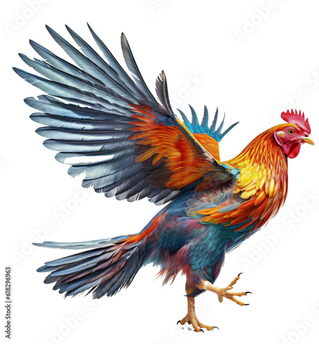 Rooster isolated on the transparent background PNG. AI generative. 